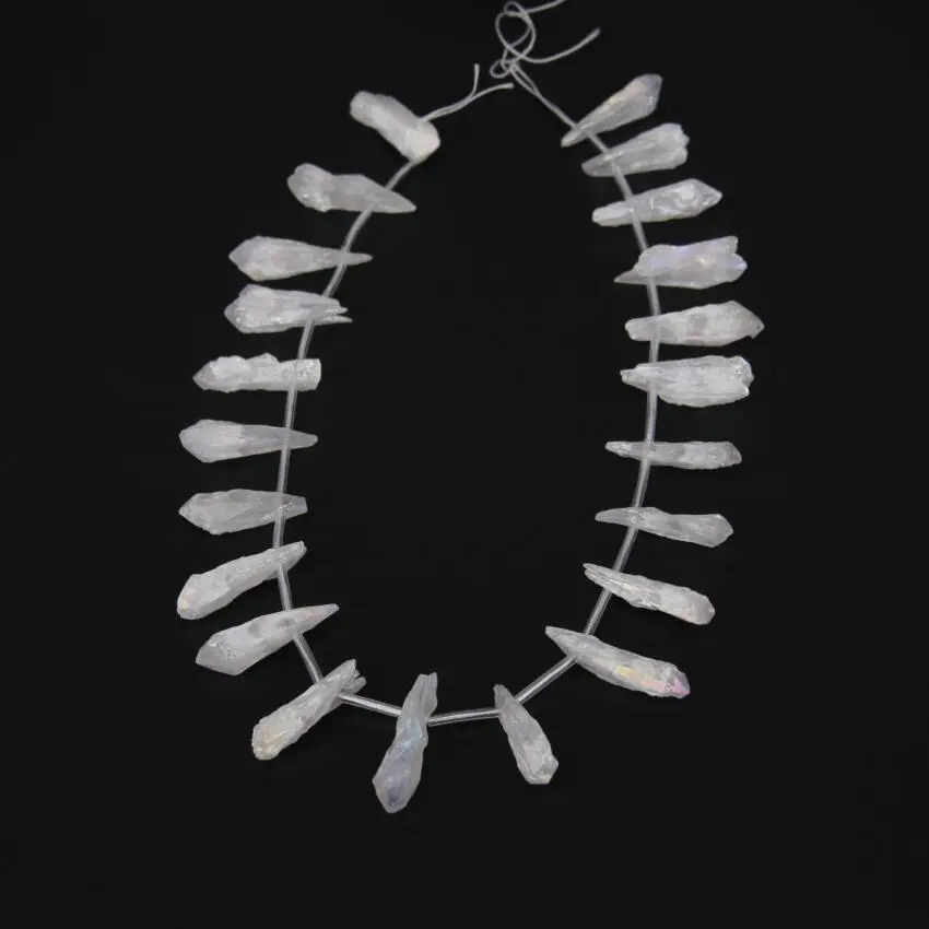 White AB 15," полный прядь бусины ювелирные изделия оптом красочный необработанный Кристальный кварц точка капли воды бусины грубые кристалл палочка Спайк кинжалы - Цвет: White AB