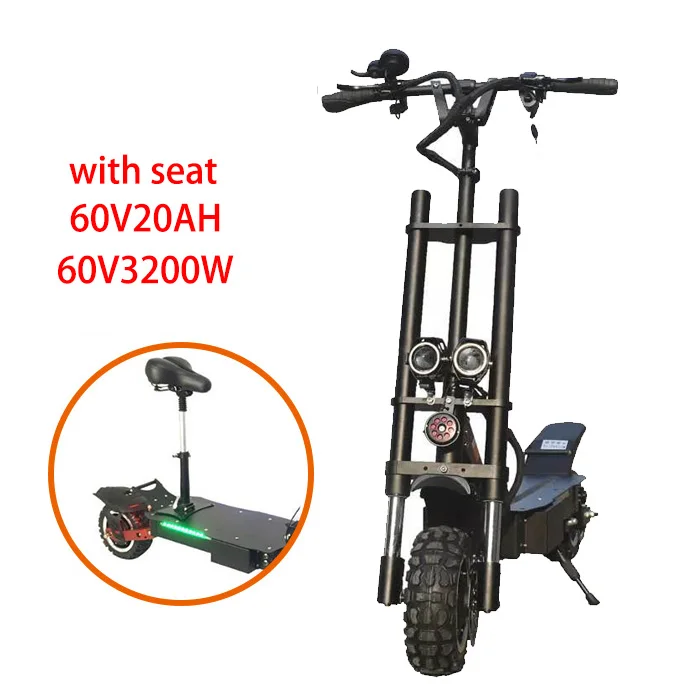 60V20AH with seat Высокая Скорость электрический скутер 60V 3200 Вт Электрический скейтборд Лонгборд электрический самокат для взрослых Электрический Скутер Складной профессиональный самокат - Цвет: 60V20AH with seat