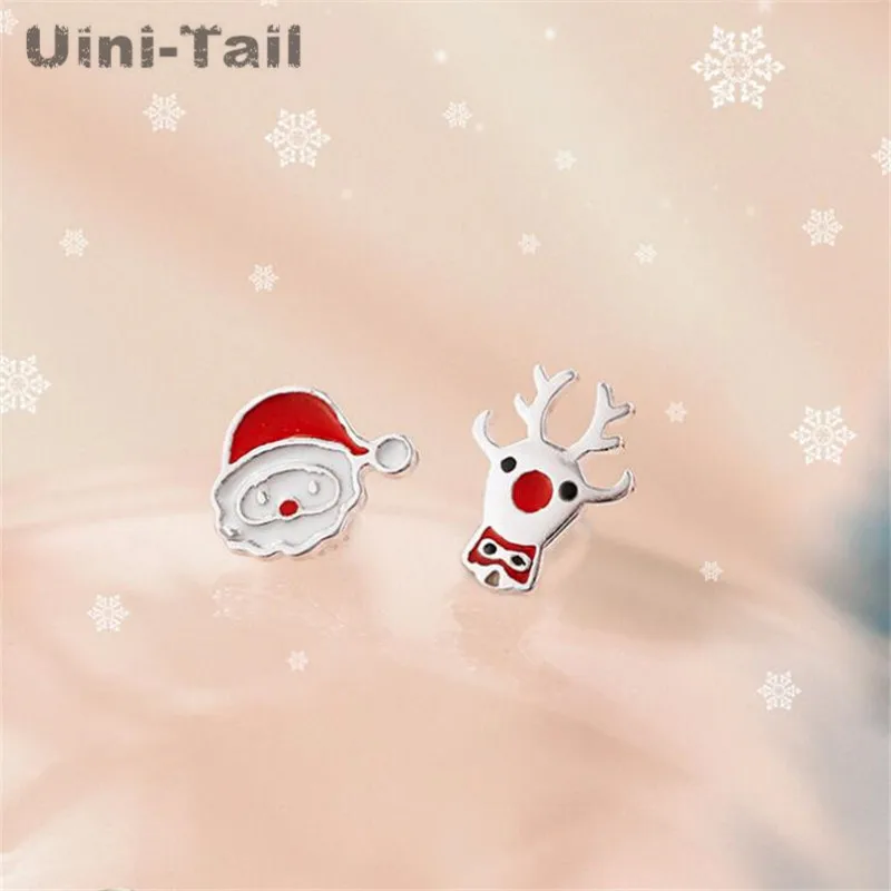 Uini-Tail популярные новые рождественские серьги из стерлингового серебра 925 пробы