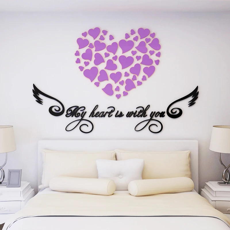 Акриловые зеркальные настенные стикеры LOVE Wings для детской спальни гостиной
