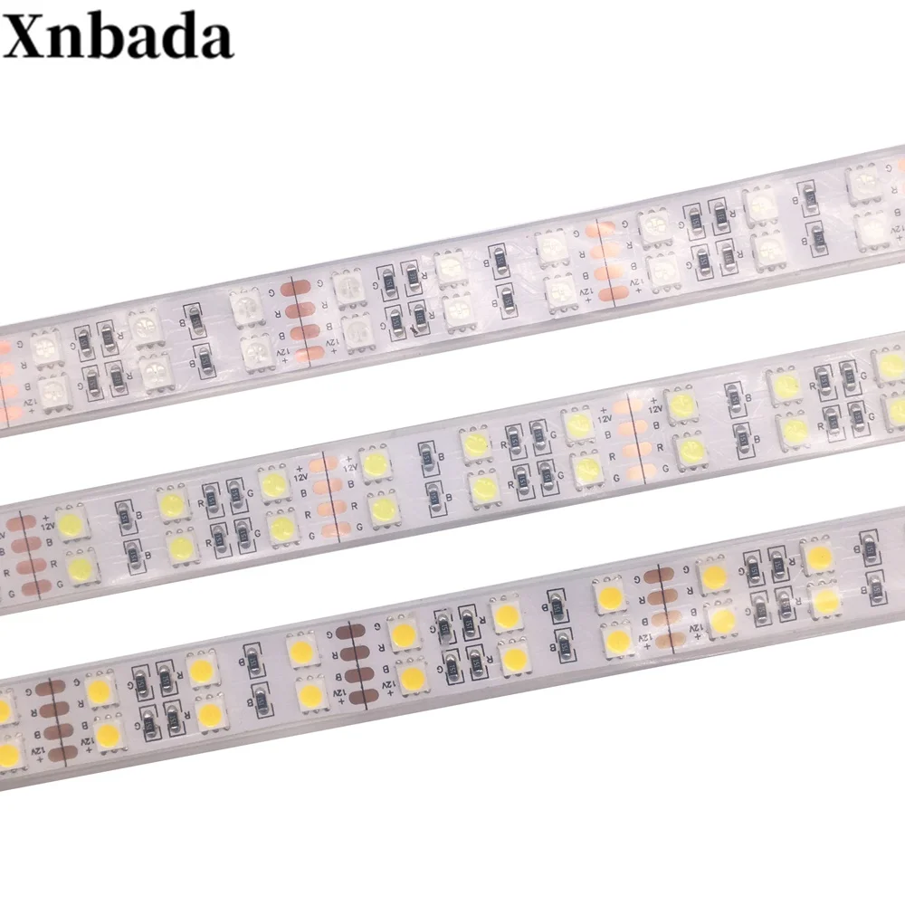 Double Row 5050 RGB/RGBW Led Strip 120Leds/m White/Warm White Led Flexible Light White/Black PCB IP30/IP67 DC12/24V