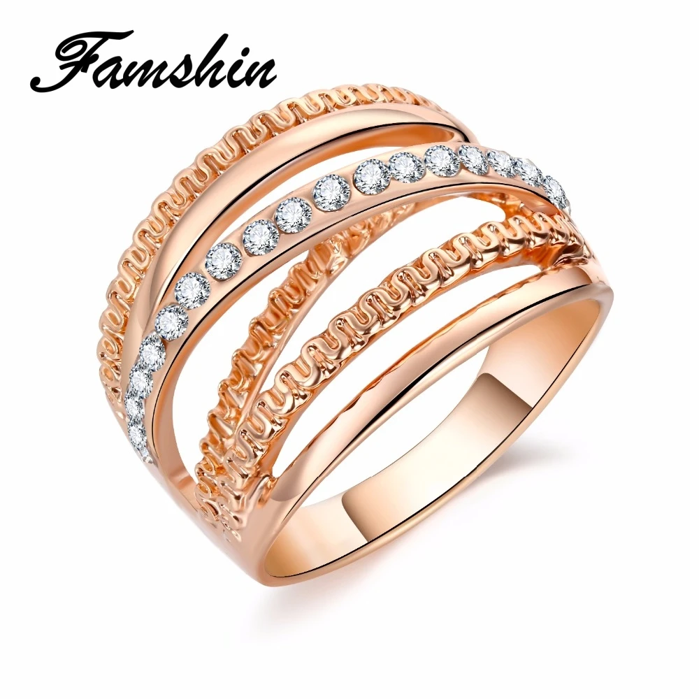 Женское кольцо из розового золота FAMSHIN обручальные кольца для женщин свадебные