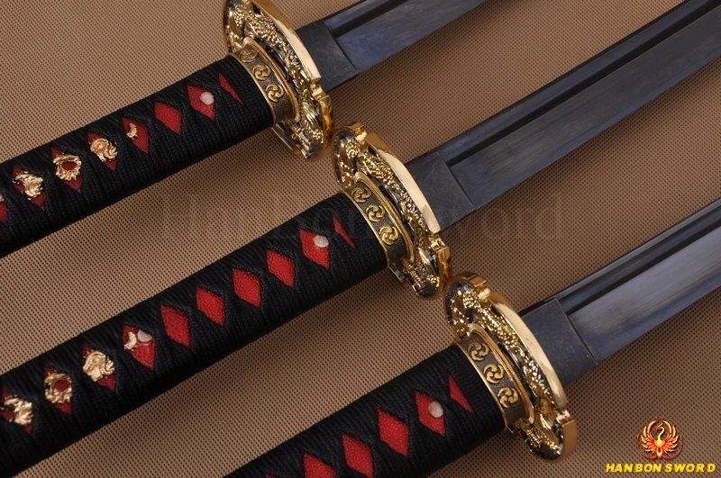 Самурайские японские мечи ручной работы Набор Катана вакизаси Танто Цуба В Форме