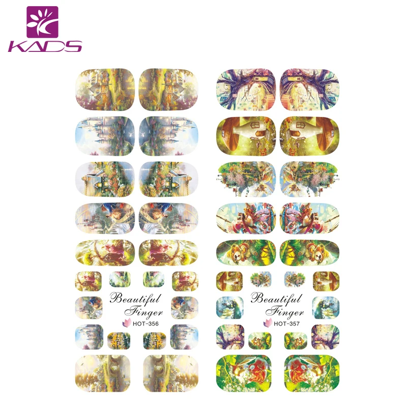KADS HOT355 357 Красивая Сказка Мир Дизайн Ногтей Вода Передача Nail Art Наклейки Надписи