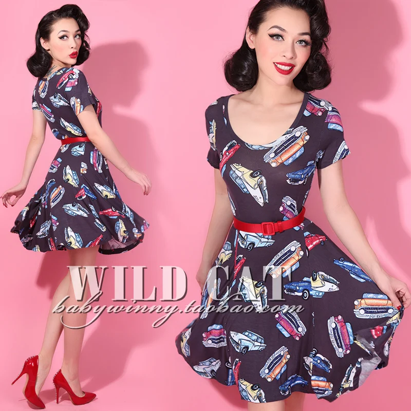 Винтажное классическое Хлопковое платье с цветным блоком комфортное