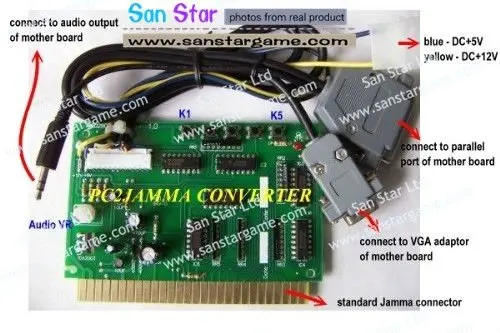 ПК к Jamma Конвертер доска для аркадных игр машина аркадных частей
