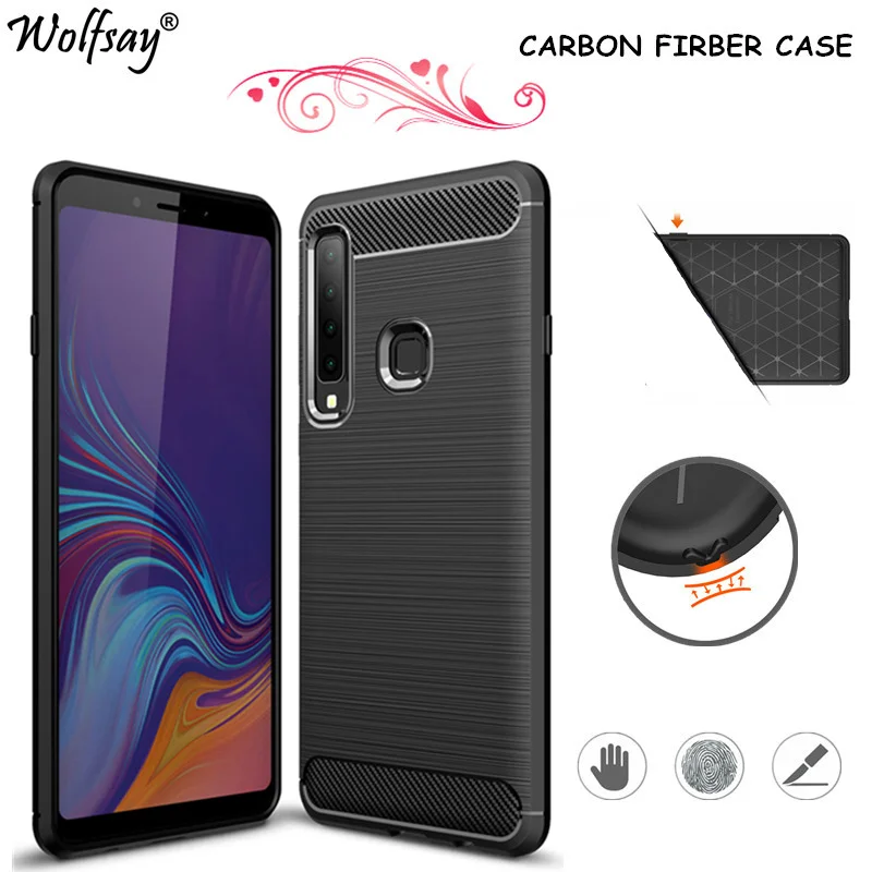 Чехол из углеродного волокна Wolfsay для Samsung Galaxy A9 2018 резиновый силиконовый чехол A9S