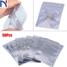 50 шт., Антистатическая Алюминиевая сумка для хранения, 4 размера, Ziplock, сумки, герметичные, антистатические, сумка для электронных аксессуаров, посылка, сумки