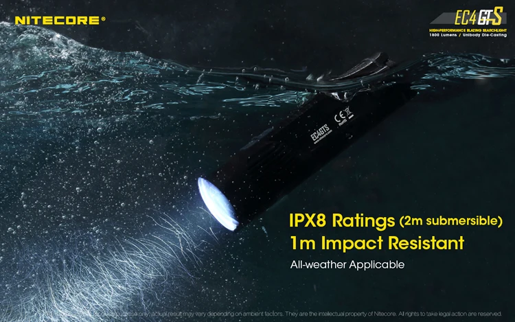 NITECORE EC4GTS+ 2x батареи Высокая производительность прожектор 1800LMs прожектор Открытый Кемпинг фонарик