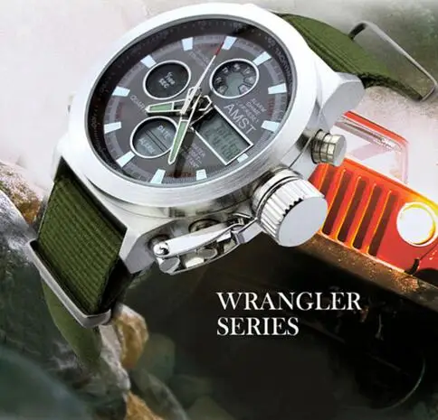 ATSM Wrangler, мужские часы, 50 метров, с кожаным ремешком, военные часы, мужские водонепроницаемые спортивные кварцевые часы с будильником, новинка - Цвет: SB-green