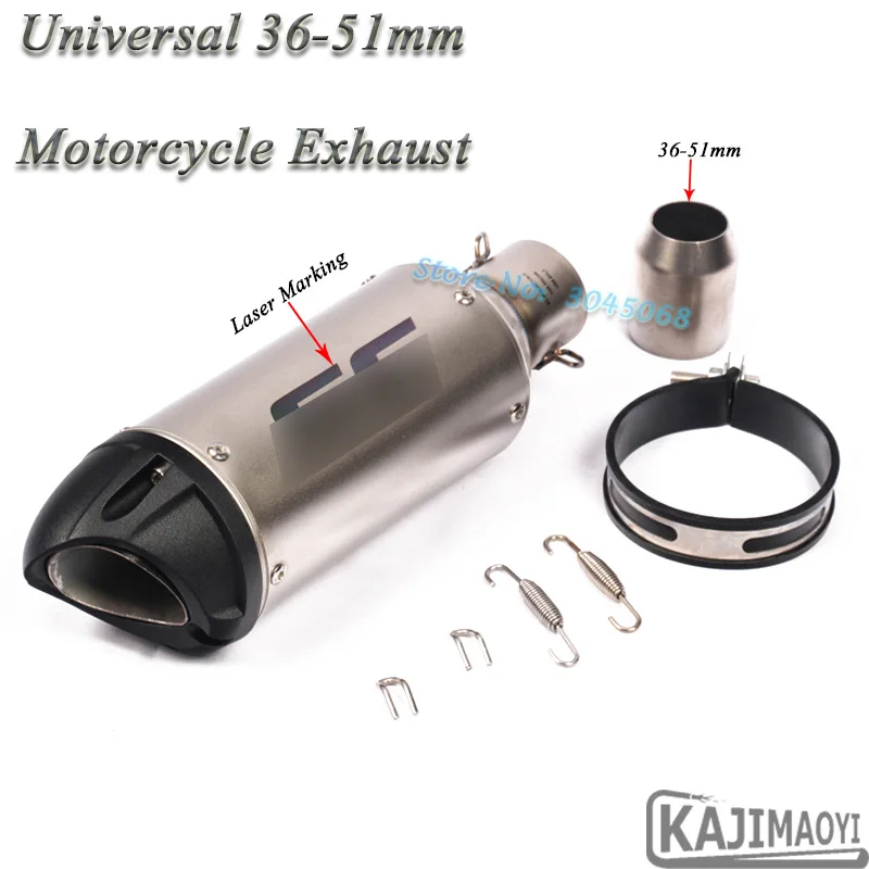 Silver Мотоцикл GP выхлопная труба Escape модифицированный универсальный мотоцикл 51 мм лазерный глушитель для Honda Ninjia 250 ATV PCX155 NVX155 R25 MSX - Цвет: Silver