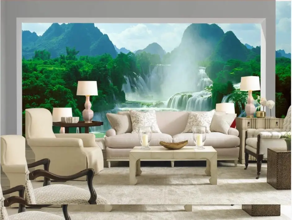 landscape water and wealth TV background wall nature scenery wallpapers photo murals wallpaper | Обустройство дома