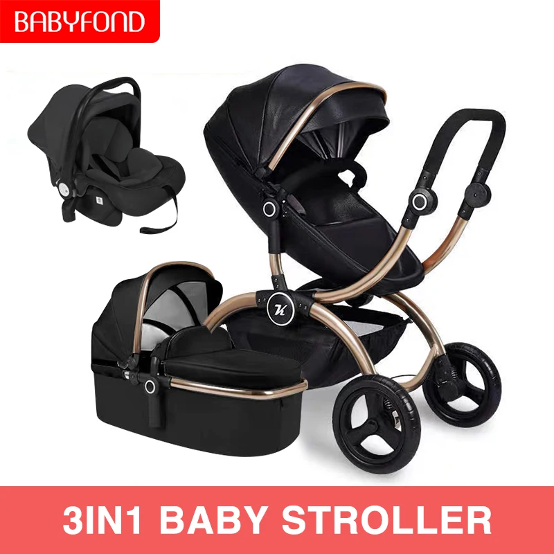 Коляска Babyfond 3 в 1 Роскошная детская коляска с высоким ландшафтом двусторонняя