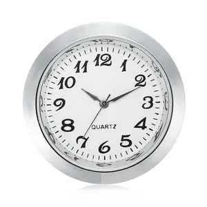 Мини-часы, круглые кварцевые часы 40 мм с белым циферблатом и серебристым ободком, с арабскими цифрами, 45 мм, циферблат 1,7 дюйма
