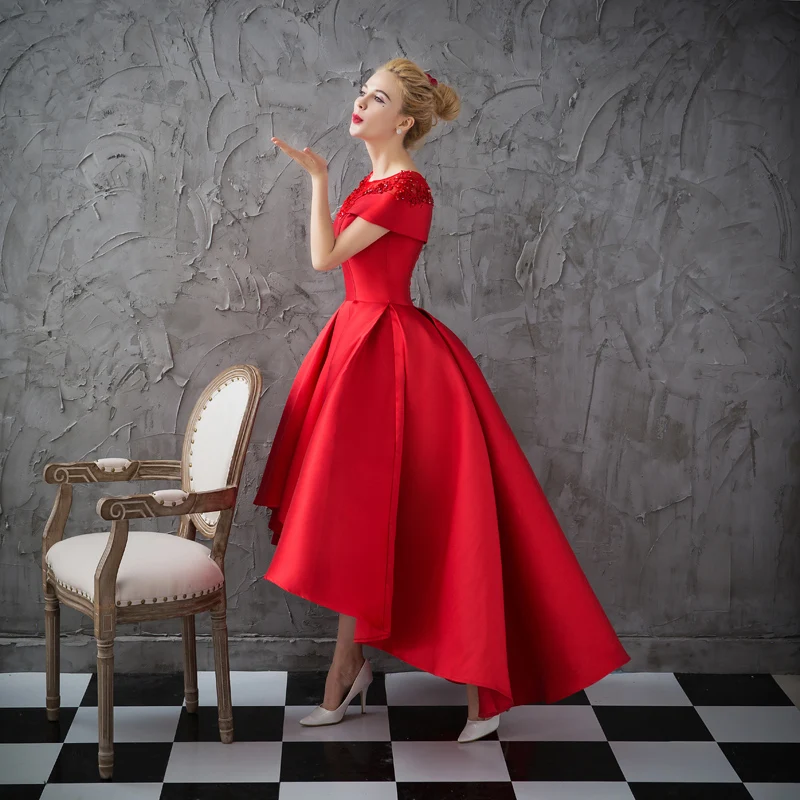 Асимметричное бальное платье с коротким рукавом Роскошные вечерние платья