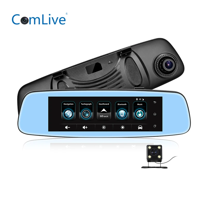 Camlive C06 зеркальный видеорегистратор 8 &quot3g dual cams HD1080P gps навигация bluetooth wifi Android 5 0