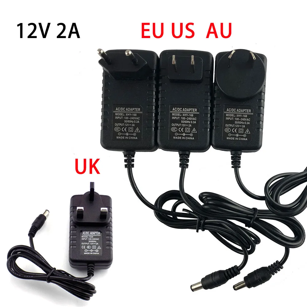 12V 2A 2000mA US EU Plug 100 240V преобразователь переменного тока в постоянный Мощность
