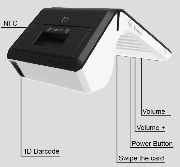 Прочный android портативный Wi Fi nfc кардридер сканер штрих кода pos система все в одном
