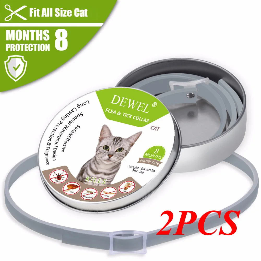 2PCS CAT COLLAR Dewel ошейник для собак, блох, ошейник для кошек, собак, комаров, открытый защитный Регулируемый отпугиватель, аксессуары для собак - Цвет: 2PCS CAT COLLAR