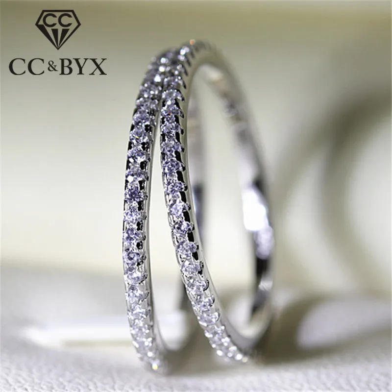 

CC Rings For Women Bridal Wedding Jewelry Engagement Party Ring White Gold-Color Silver Plated Drop Shipping Anel CC709