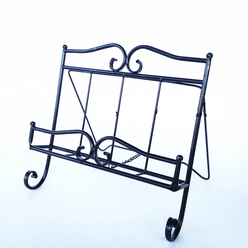 

Office Desk Book Newspaper Magazine Rack Simple Hotel Recipes Frame Display Shelf Iron Music Stand