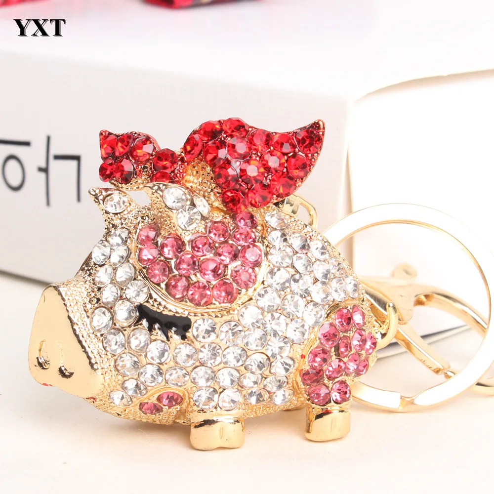 

Fly Red Wing Butterfly Pig Lovely Fashion pendant Crystal Purse Bag Car Key Ring Chain Accessories Wedding Gift