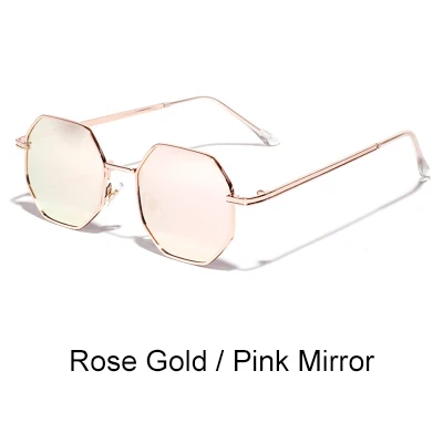 Pink Mirror Ralferty Polygon солнцезащитные очки для женщин, фирменный дизайн, в форме, солнцезащитные очки для девушек, черные оттенки для женщин, zonnebril dames W19620 - Цвет линз: Pink Mirror