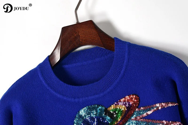 JOYDU Designer Sweater Women 2018 Winter Pullover Sequins Embroidery High Street Knit Jumper jersey mujer invierno pull femme | Женская