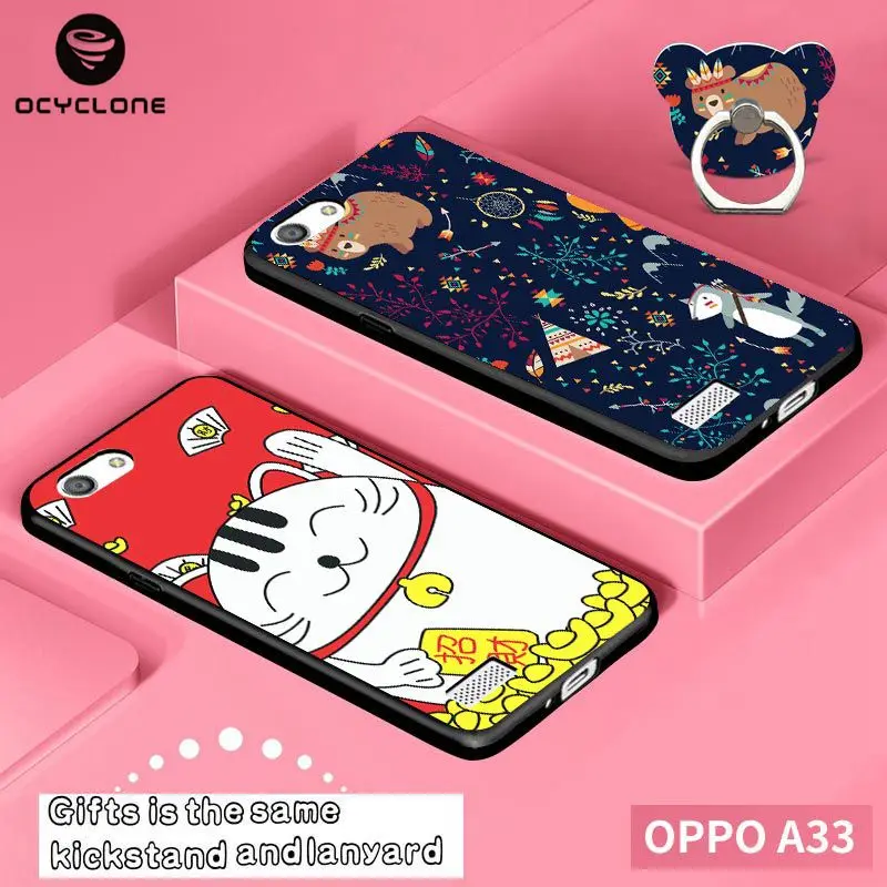 Милый чехол с рисунком для OPPO A33 подарки подставка и шнурок мультяшный