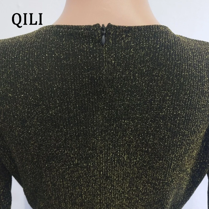 QILI женский Блестящий яркий Шелковый комбинезон с глубоким v-образным вырезом и длинным рукавом, тонкий приталенный комбинезон, Женский однотонный Повседневный цельный комбинезон, Новинка