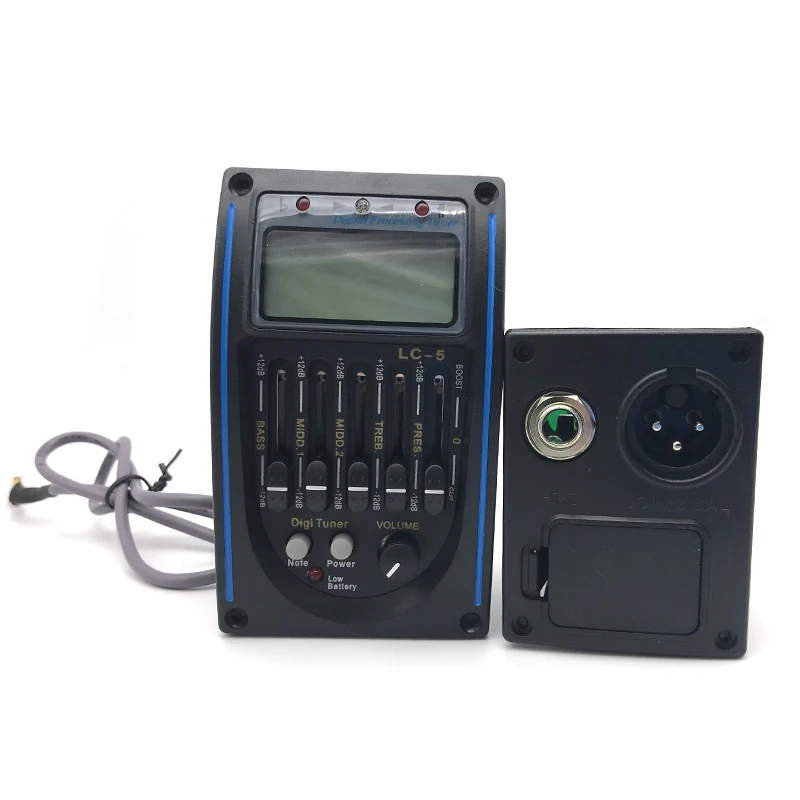 LC-5 4 Band Acoustic Guitar Preamp with Microhone Folk Guitarra Piezo Pickup Equalizer with Tuner Guitar Accessories Free Shipping - Color: LC-5