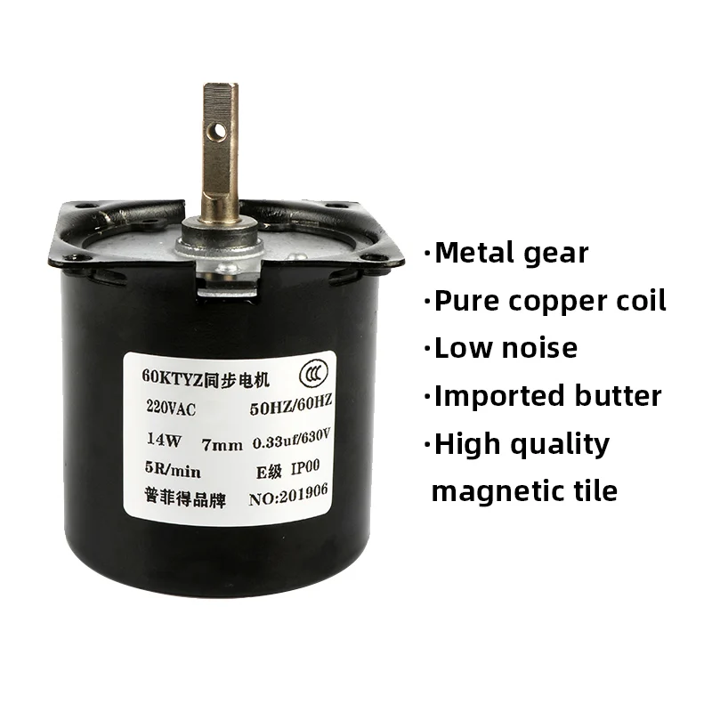 Низкая Скорость миниатюрный 60ktyz 60-KTYZ 14W AC 220V постоянный магнит синхронный Шестерни мотор 2,5 об/мин 5 об/мин 10 15 20 30 50 об/мин
