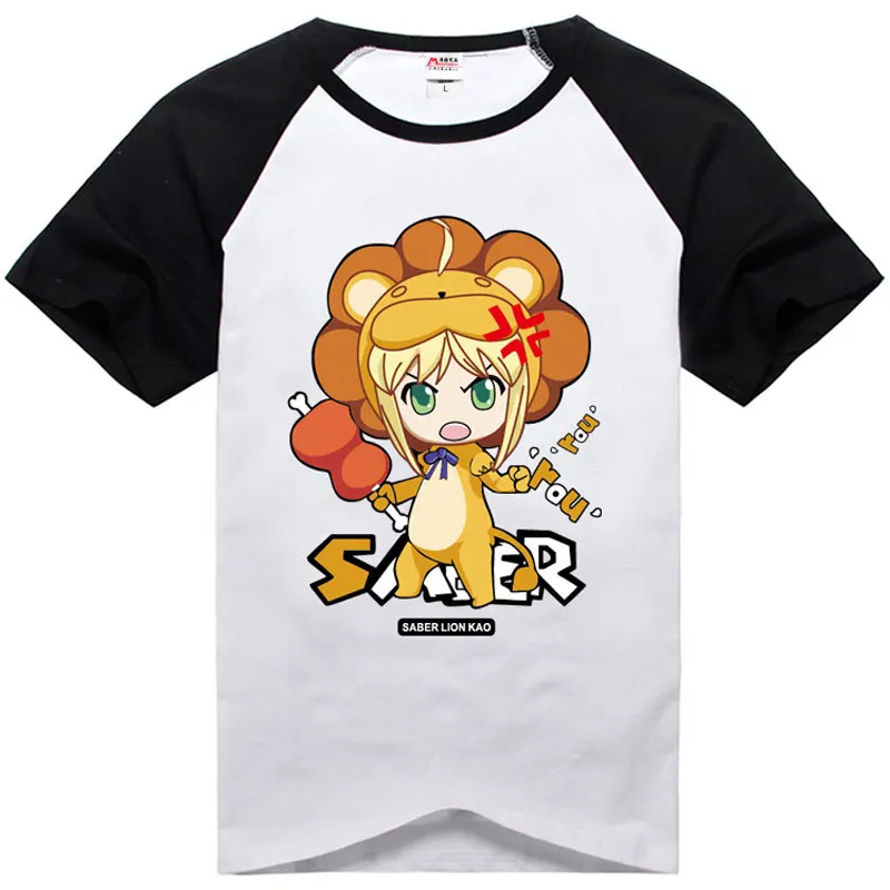 Fate Zero Saber Lion Arturia Pendragon/футболка с короткими рукавами реглан облегающая футболка