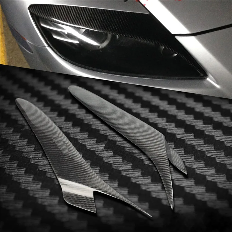 Carbon Fiber Headlight Cover Eyebrows Eyelid Trim Sticker For Mazda RX-8 2004