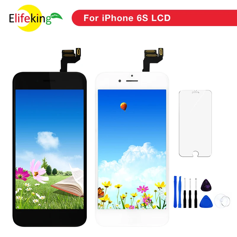 

ЖК-дисплей 100 шт./лот с кнопкой возврата и камерой для iPhone 6S, полный комплект для замены экрана с 3D сенсорным экраном и дигитайзером в сборе