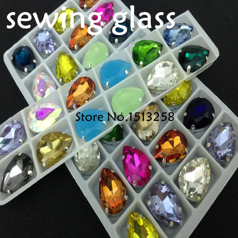 

10x14mm,13x18mm,18x25mm,20x30mm Rich Colors/Sizes For choice Sew On Crystal Teardrop Fancy Stone With Metal Claw Setting