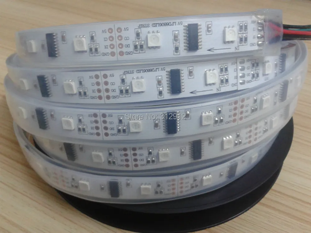 

5 м DC5V Lpd8806 адресная Пиксельная полоса, 32 светодиода/м с 16 шт. (32 пикселя) LPD8806 IC 5050 smd rgb светодиодный чип; Водонепроницаемая трубка