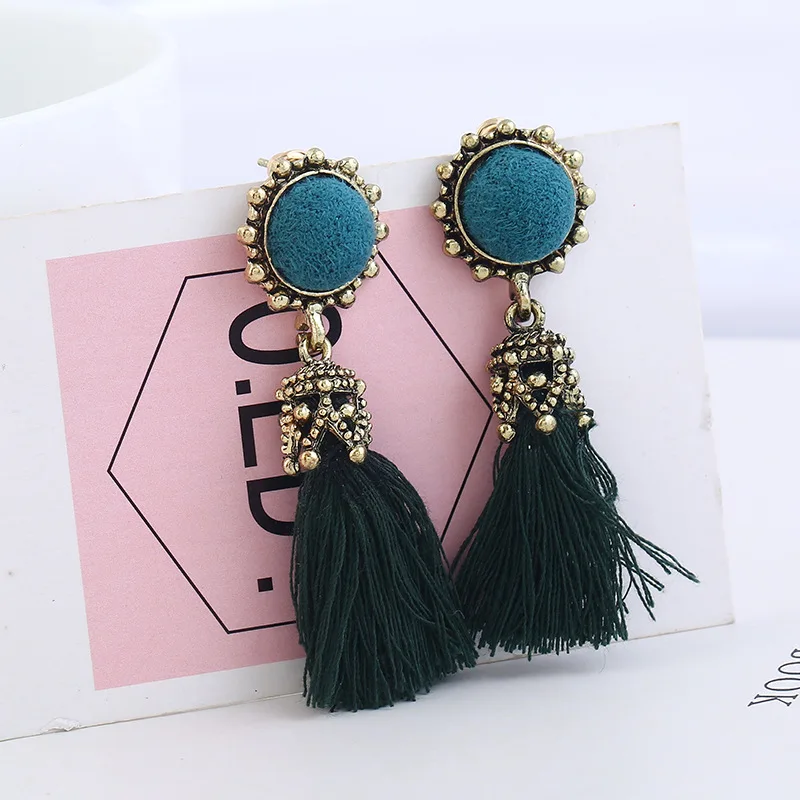 Женские серьги с кисточками LZHLQ винтажные подвески из сплава геометрическим
