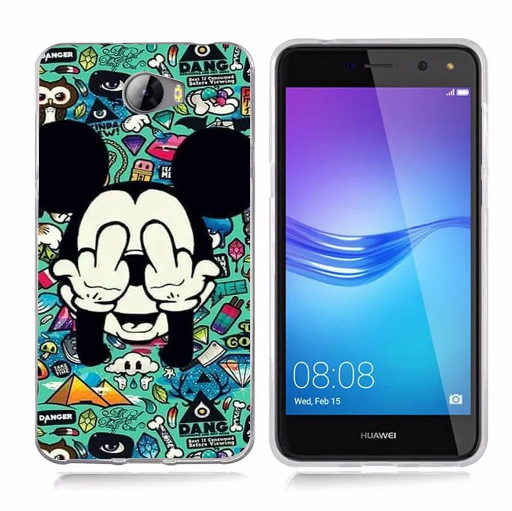 For Huawei P9lite/P8 Lite 2016 2017 Y5 II 2 Y5ii / Y6II Compact Cute Minnie Mickey Soft TPU Silicone Pattern Clear Case B102 |