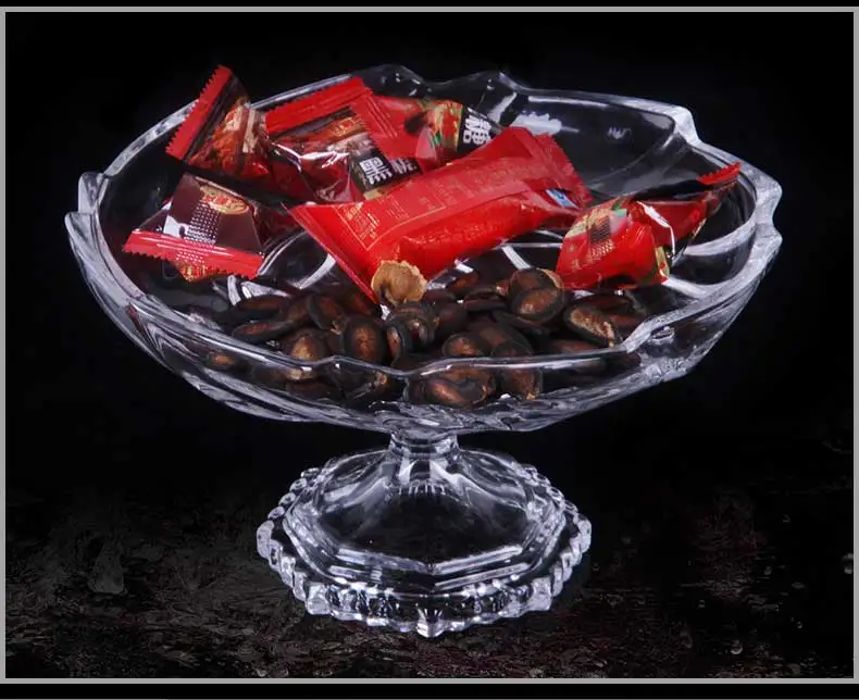 European home living room durable fruit plate fashion transparent atmospheric crystal glass salad plate ZP01211520