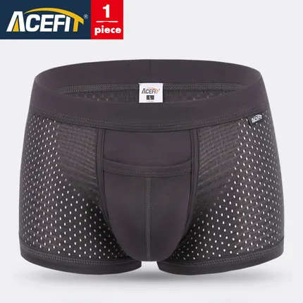 Бренд Acefit, мужское нижнее белье, Модальные шелковые сетчатые мужские боксеры, одноцветные, удобные, мягкие, дышащие, высокое качество, шорты, штаны - Цвет: dark gray