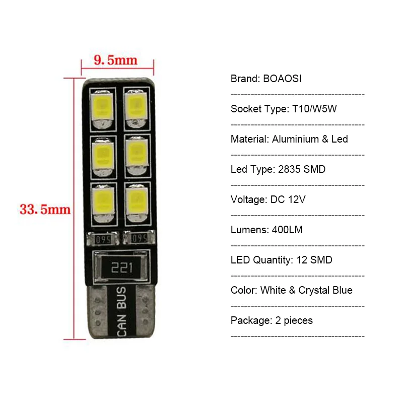 BOAOSI 2x Canbus Led T10 2835SMD 12LED номерной знак светильник лампа для Mitsubishi asx Lancer Outlander Galant Pajero