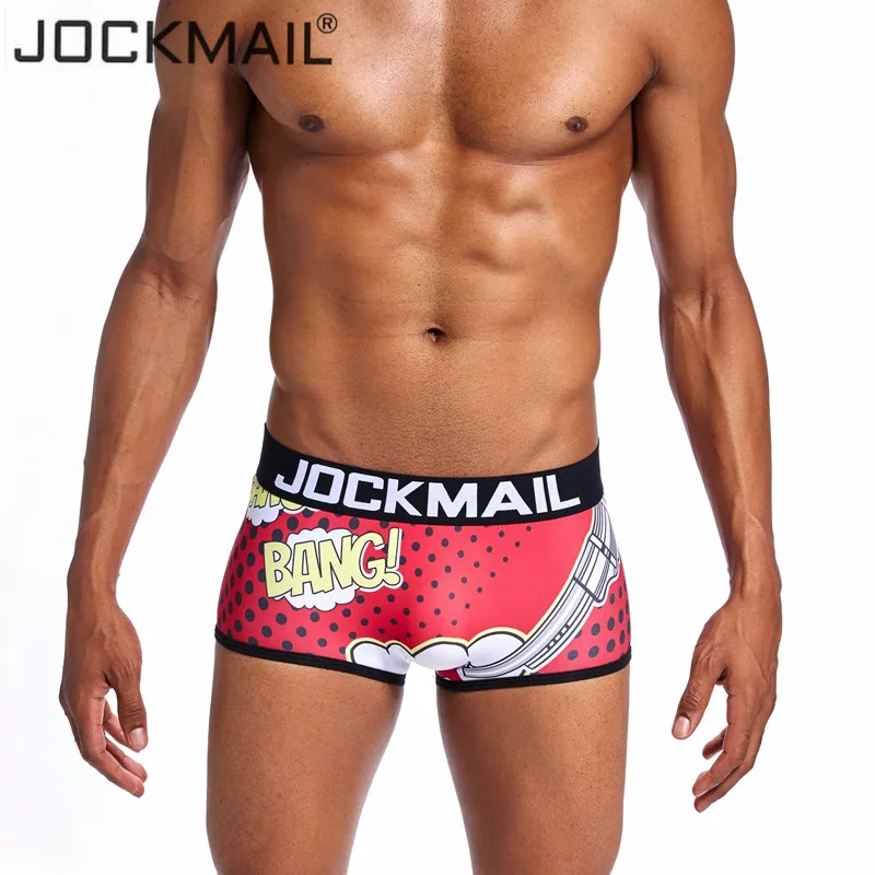 Бренд jockmail новые трусики с рисунком сексуальное мужское нижнее белье боксеры Мужские Шорты для купания удобные боксер самакуэка трусики для геев пенис