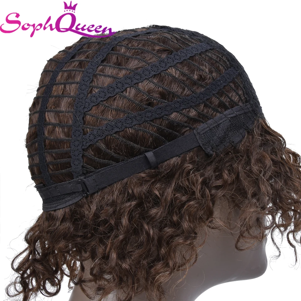 Soph queen короткие человеческие волосы парики бразильские волосы remy цветные кудрявые человеческие волосы парики для черных женщин машина сделана H. ORA