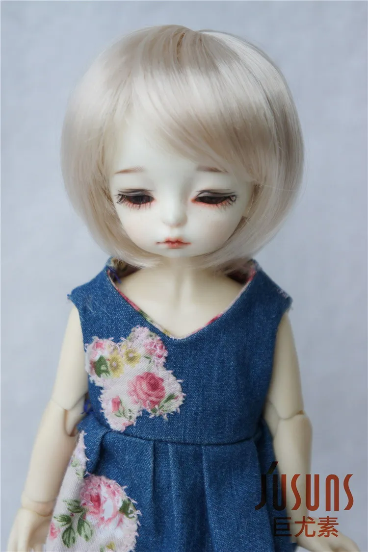 6-7inch Blond SM202 JD025 1/8 1/6 модный короткий парик BJD с челкой для размера 5-6 дюймов 6-7 дюймов кукла мягкий синтетический мохер кукла аксессуары - Цвет: 6-7inch Blond SM202