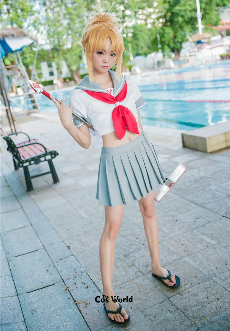 Fate Grand order Mordred/летнее платье с короткими рукавами костюм моряка JK школьная форма