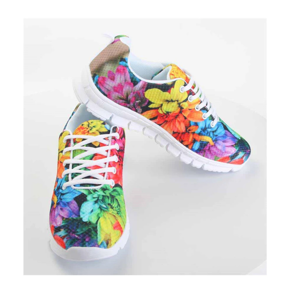 

Noiydesigns 2019 Flat Sneakers Women Colorful Pattern Flats For Female Ladies Girls Lightweight Mesh Walk Shoes DropShip Custom