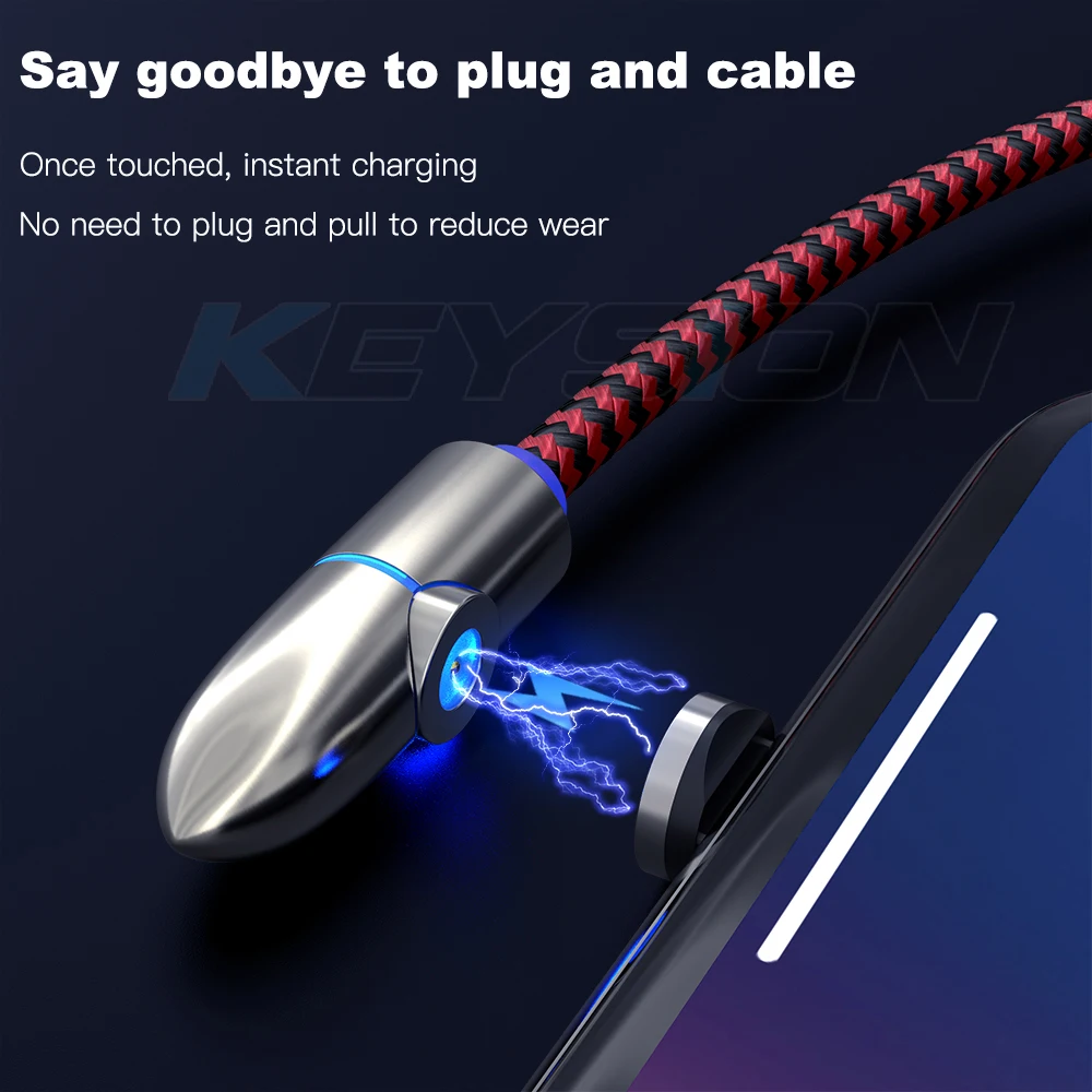 Магнитный usb-кабель KEYSION Type-C для Xiaomi Mi 9T Redmi K20 Pro Micro USB Samsung M30 Lightning Кабель iPhone Xr 6 7P |