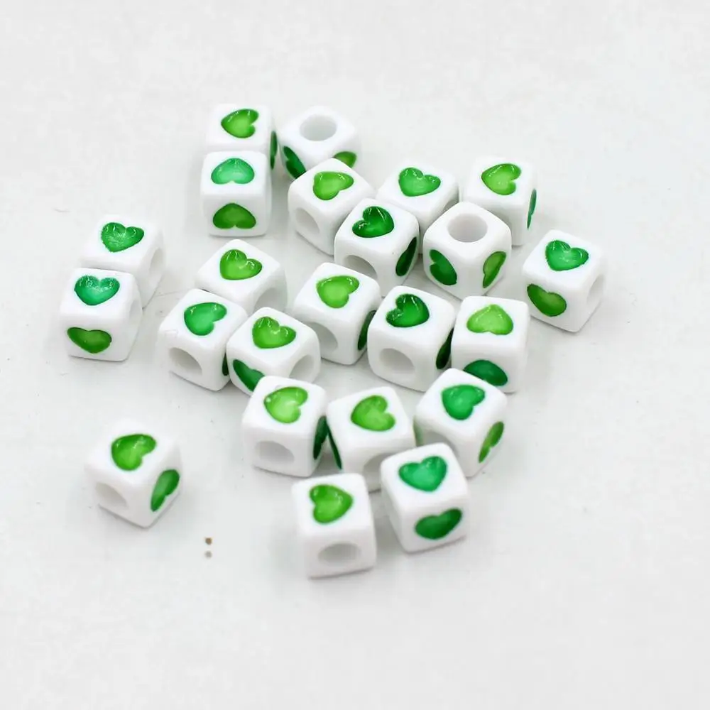 green square love Много видов 6 мм 100 шт бусины в форме букв алфавита акриловые бусины для изготовления ювелирных изделий для женщин и детей DIY браслет ожерелье Фурнитура - Цвет: green square love