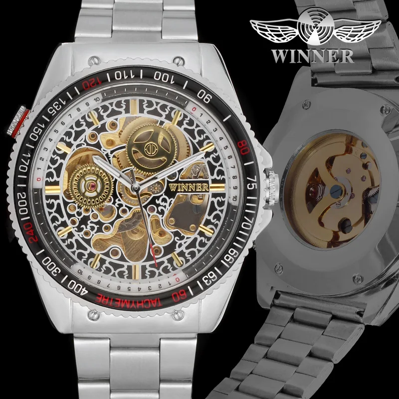

Мужские автоматические механические часы Winner Top Brand, Роскошные наручные часы с автоподзаводом и скелетом, подарок 2019